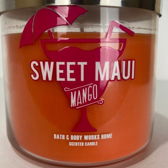 UNBURNED Bath & Body Works Sweet Maui Mango 3 Wick Scented Candle 14.5 Oz - Picture 2 of 6